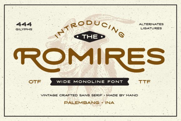 Romires Font: Vintage Letterpress Style for Handmade Products